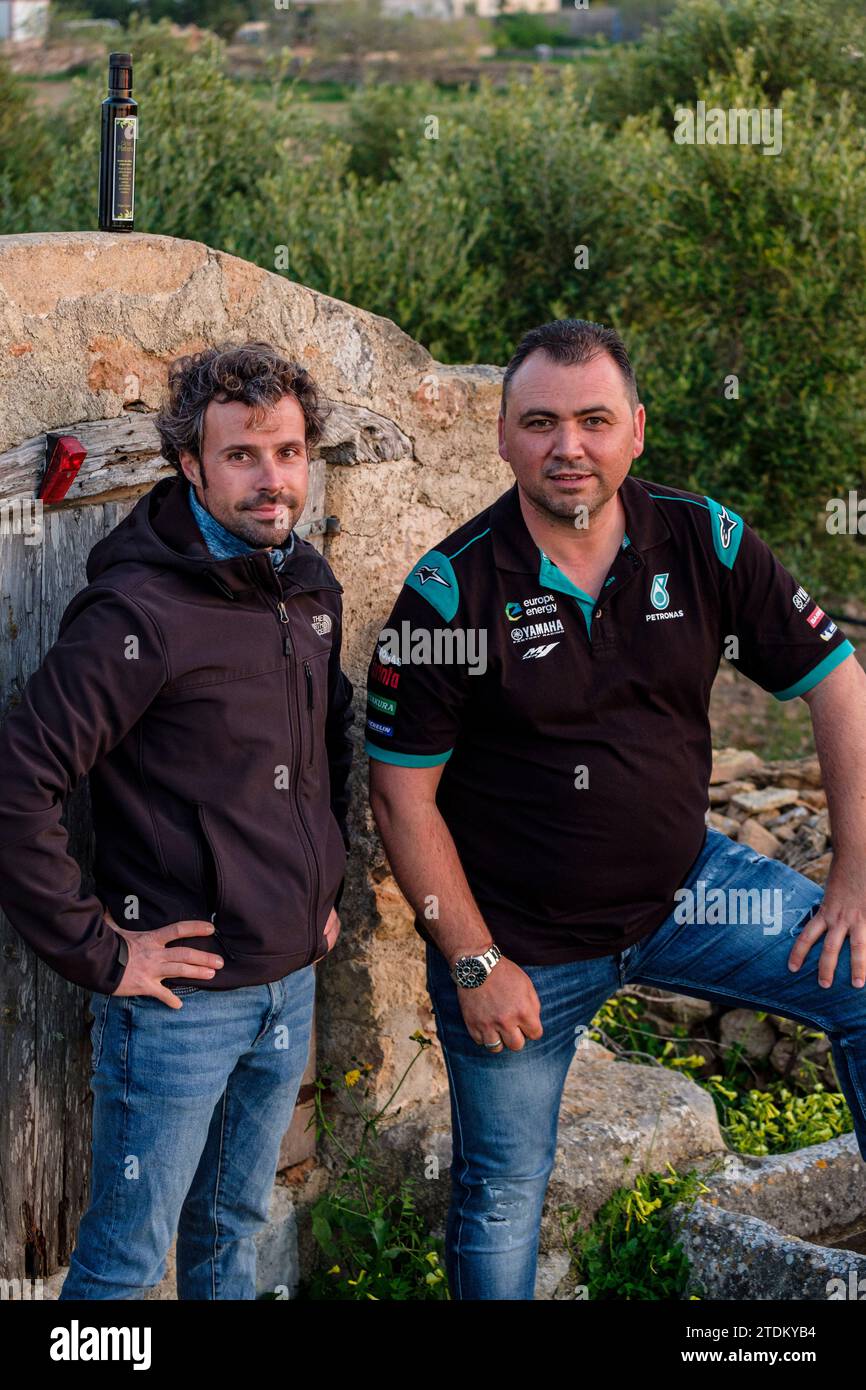 Mariano and Marcos Ribas, local oil producers, Formentera, Pitiusas Islands, Balearic Community, Spain Stock Photo