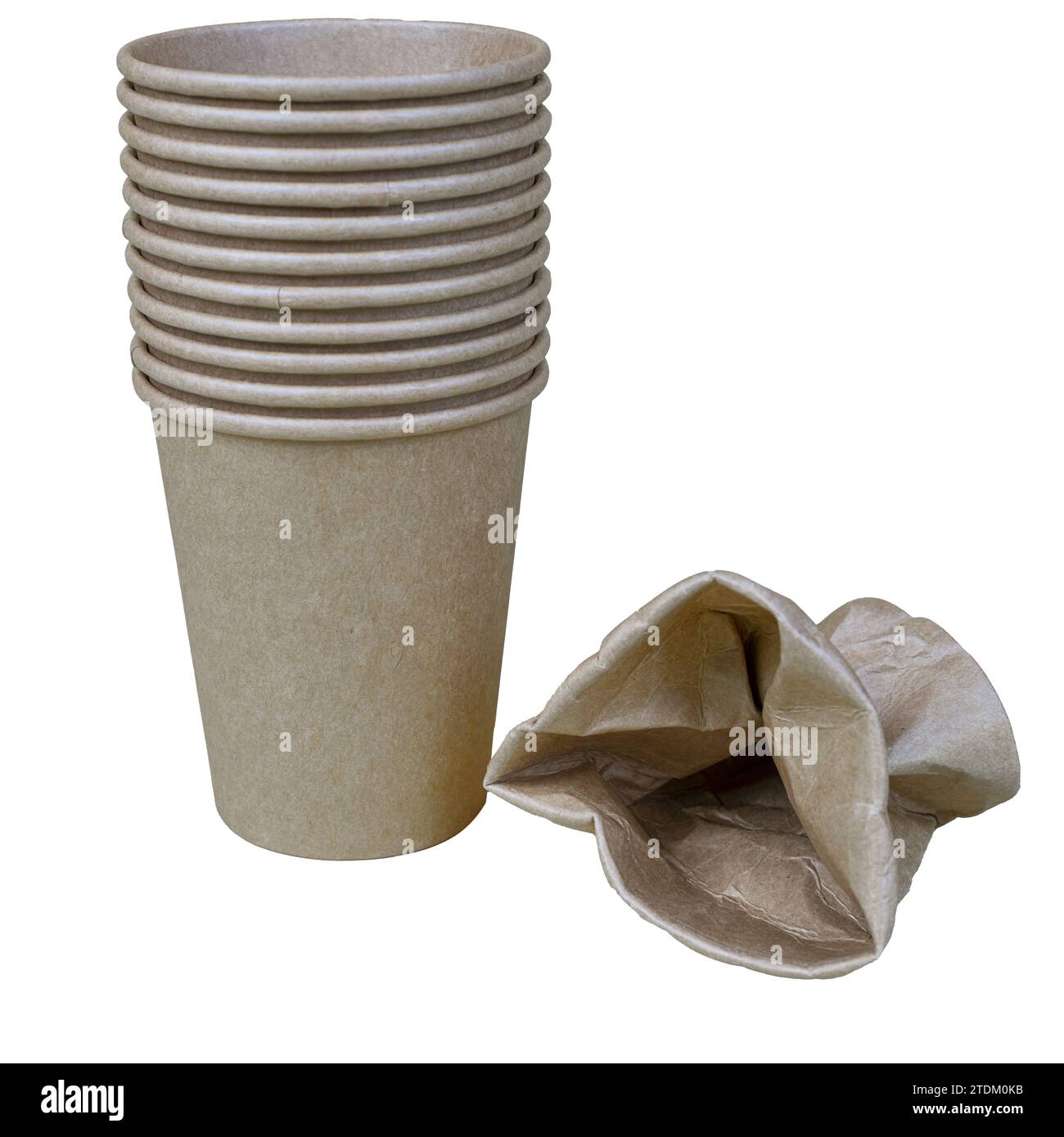 some cups of recycled paper on a transparent background Stock Photo