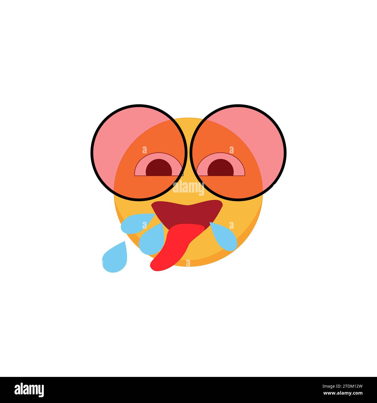Smiling emoticon wearing pink glasses sticking out his tongue. Smiley icon. Cartoon emoji. Vector Stock Vector