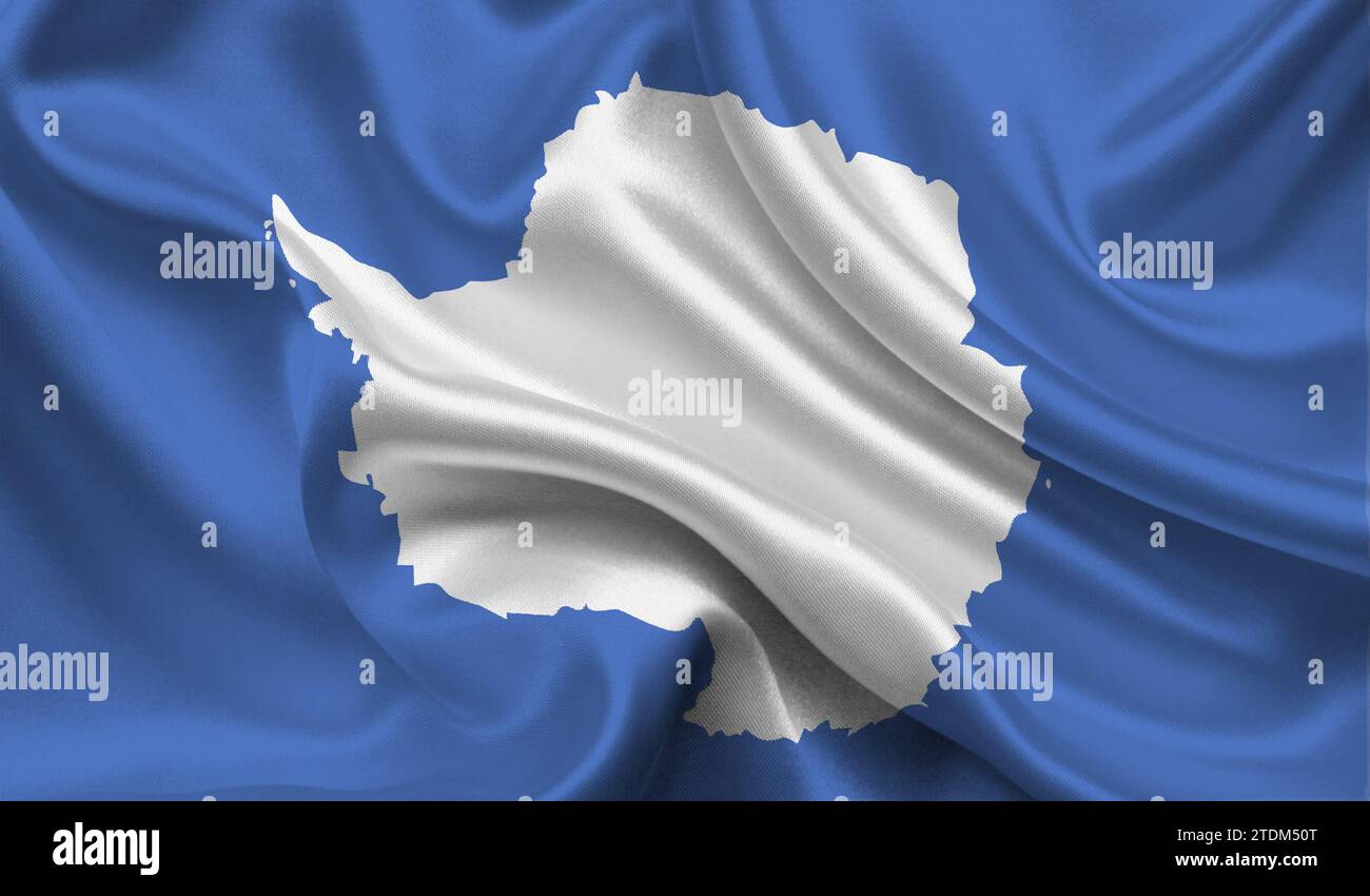 High detailed flag of Antarctica. National Antarctica flag. 3D