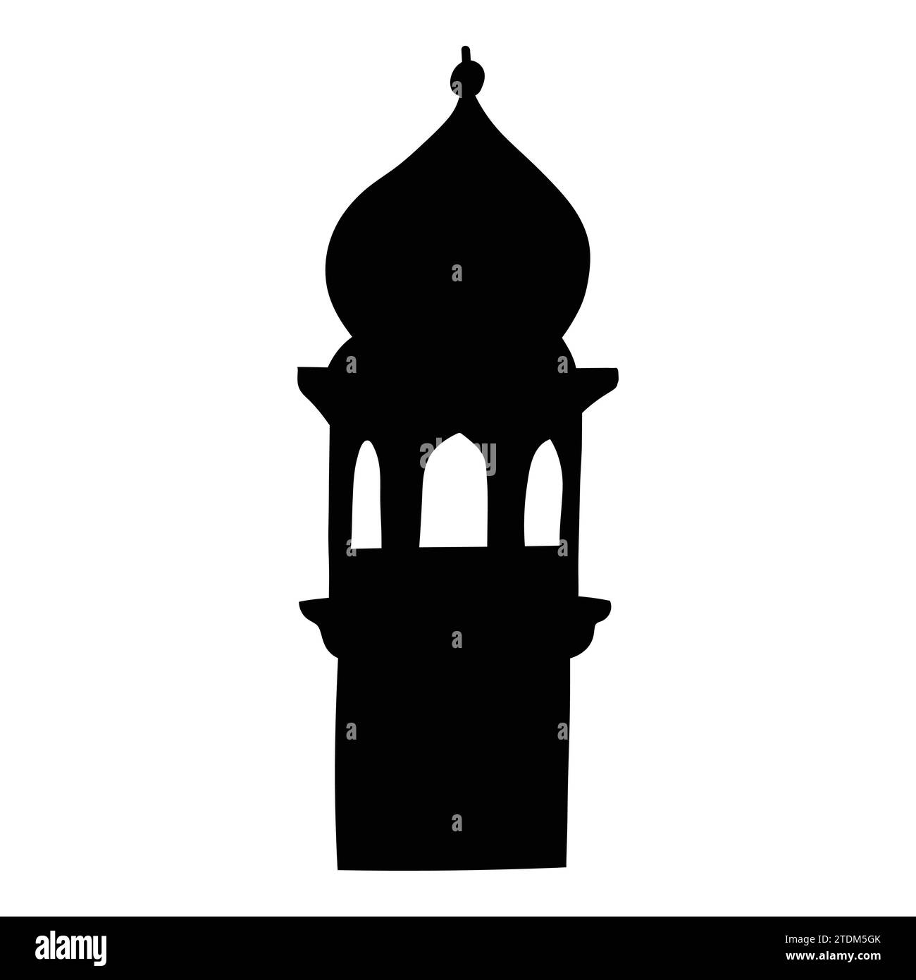 Doodle of Muslim mosque isolated on a white background. Simple black outline vector drawing. Sketch in ink. Stock Vector