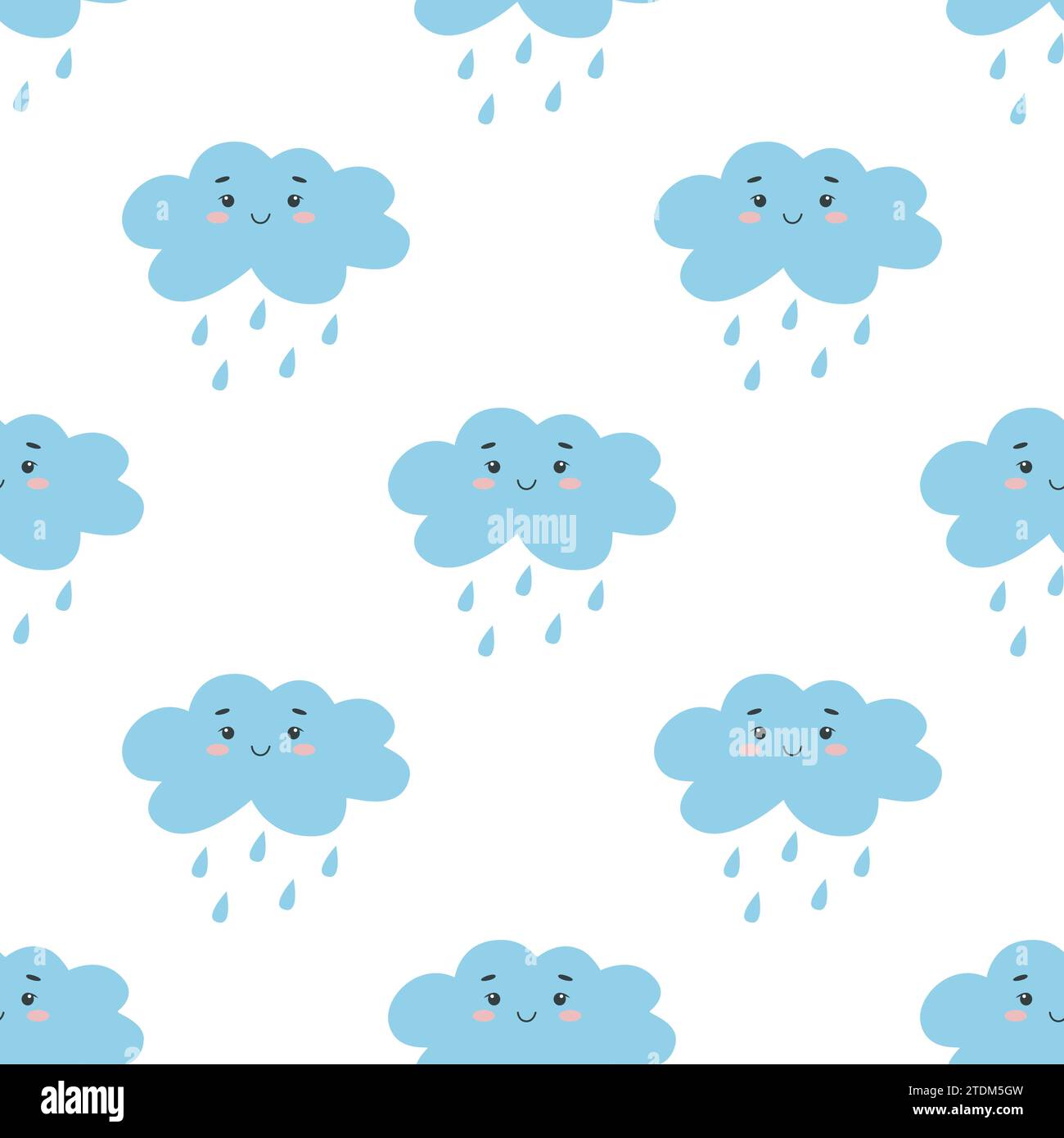 Rain clouds kawaii characters seamless pattern Stock Vector Image & Art ...