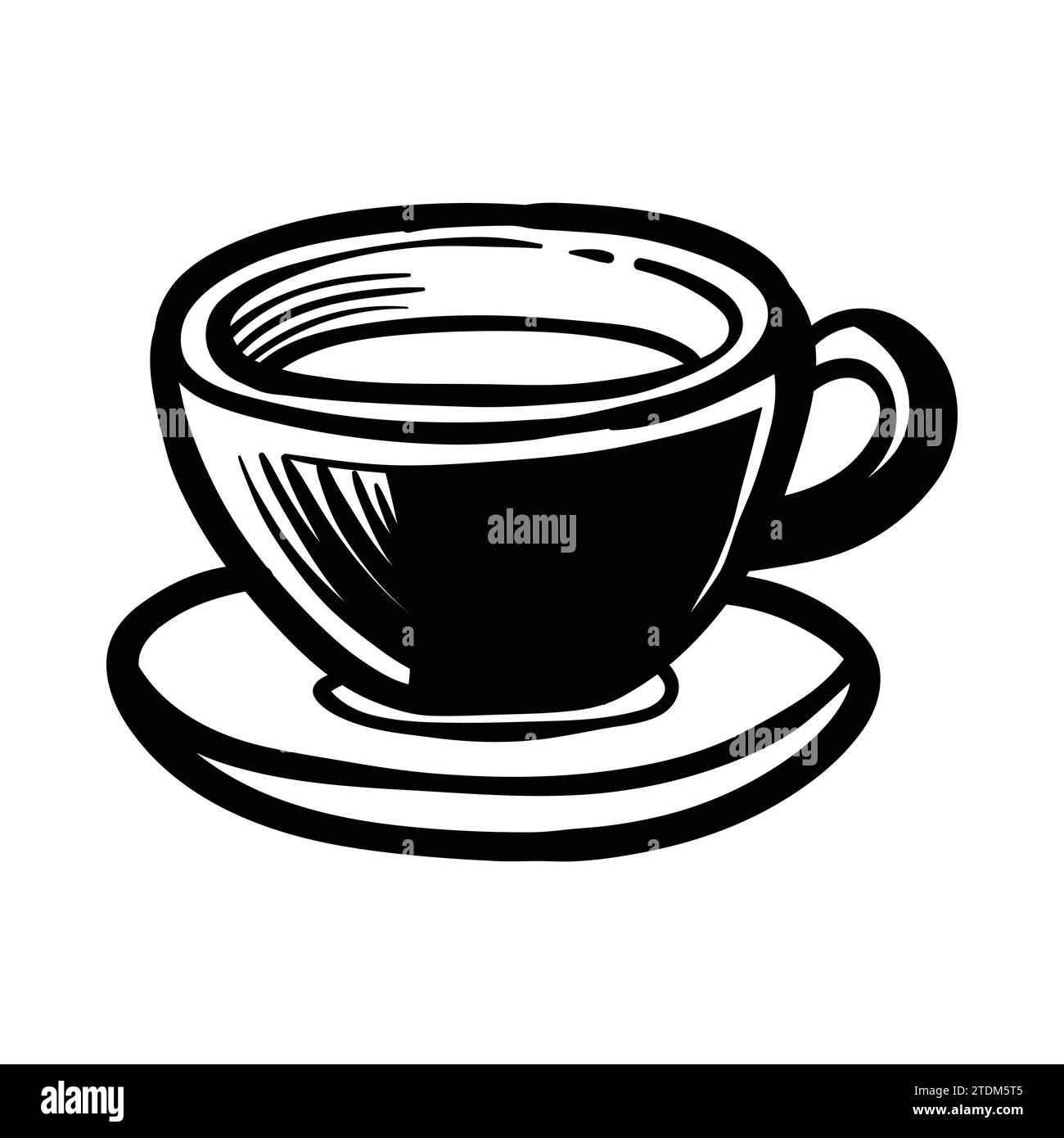 Tea or coffee cup vector doodle hand drawn line, isolated on white background Stock Vector
