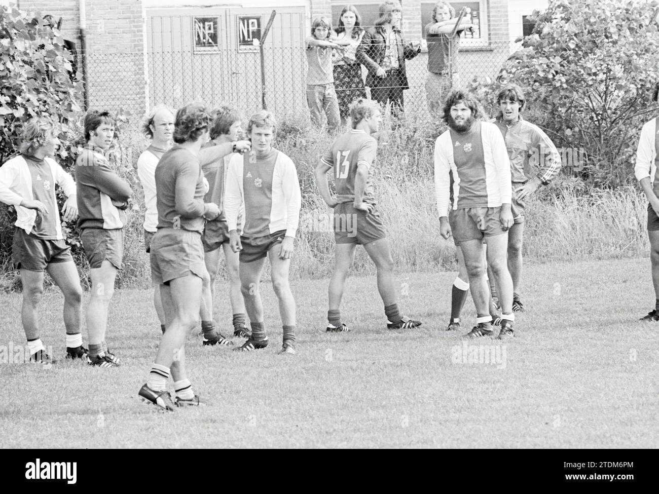 Training Ajax with new player Ton Wickel at Zandvoort Meeuwen., Training, Football Ajax, 21-07-1975, Whizgle News from the Past, Tailored for the Future. Explore historical narratives, Dutch The Netherlands agency image with a modern perspective, bridging the gap between yesterday's events and tomorrow's insights. A timeless journey shaping the stories that shape our future Stock Photo