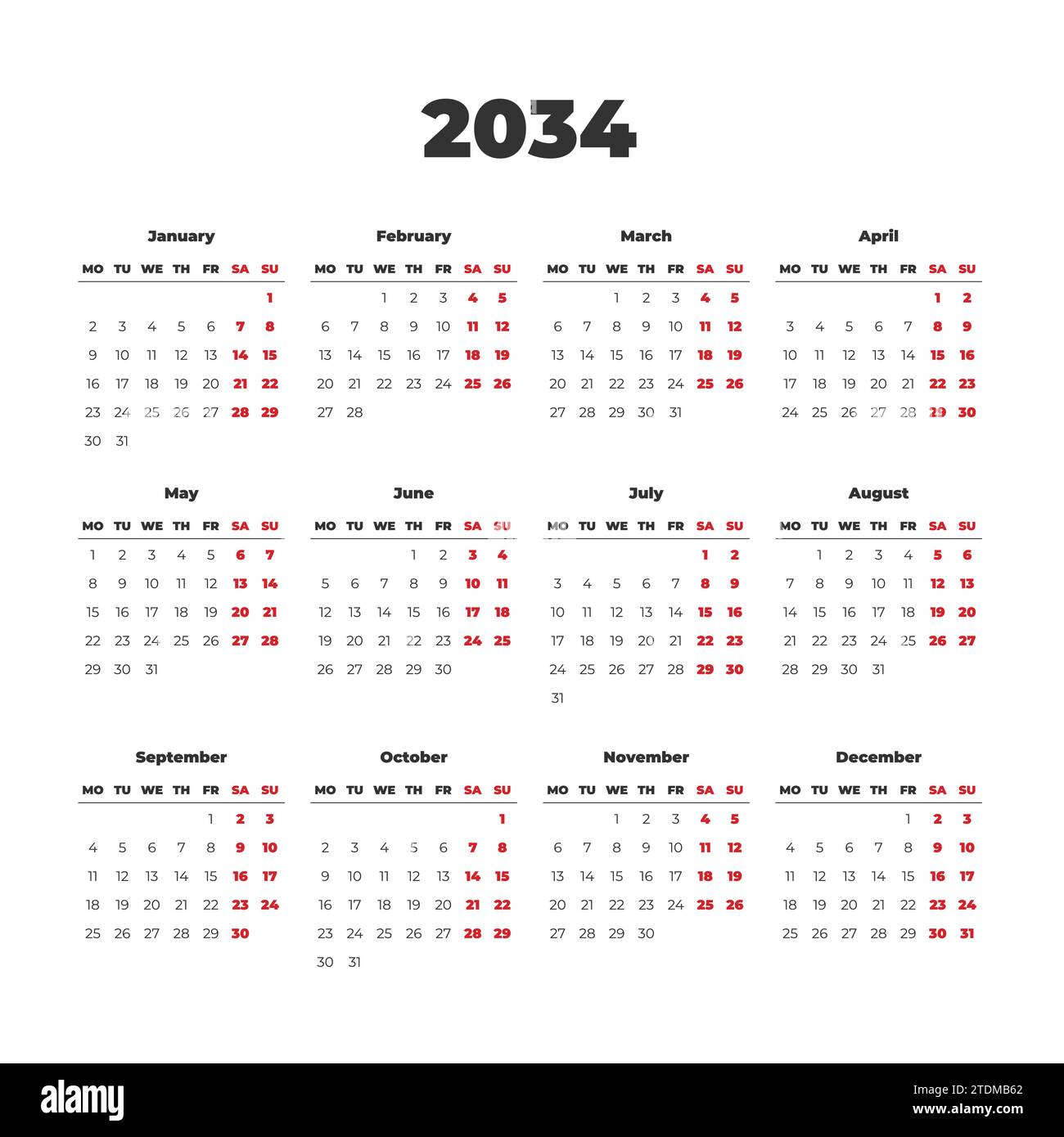 February 2034 Stock Vector Images - Alamy