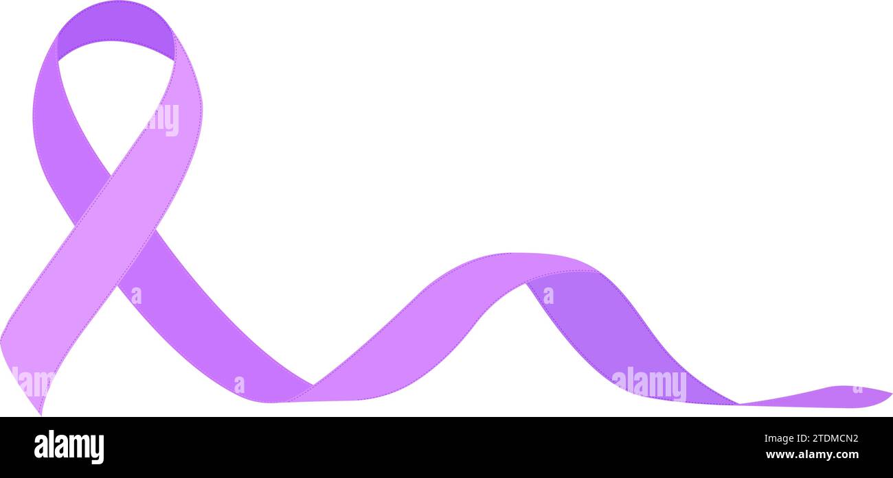 Purple ribbon awareness world cancer symbol. Vector illustration Stock Vector
