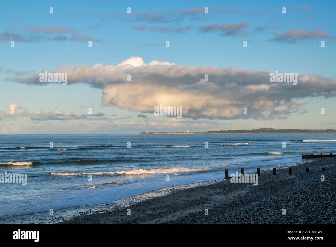 Waves in the north sea from Findhorn beach. Morayshire, Scotland Stock Photo