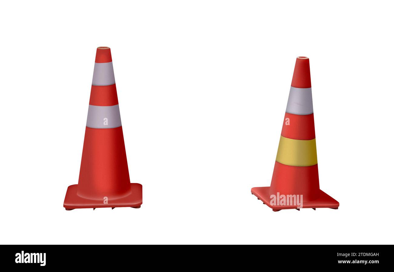 Traffic cones isolated over a white background Stock Photo - Alamy