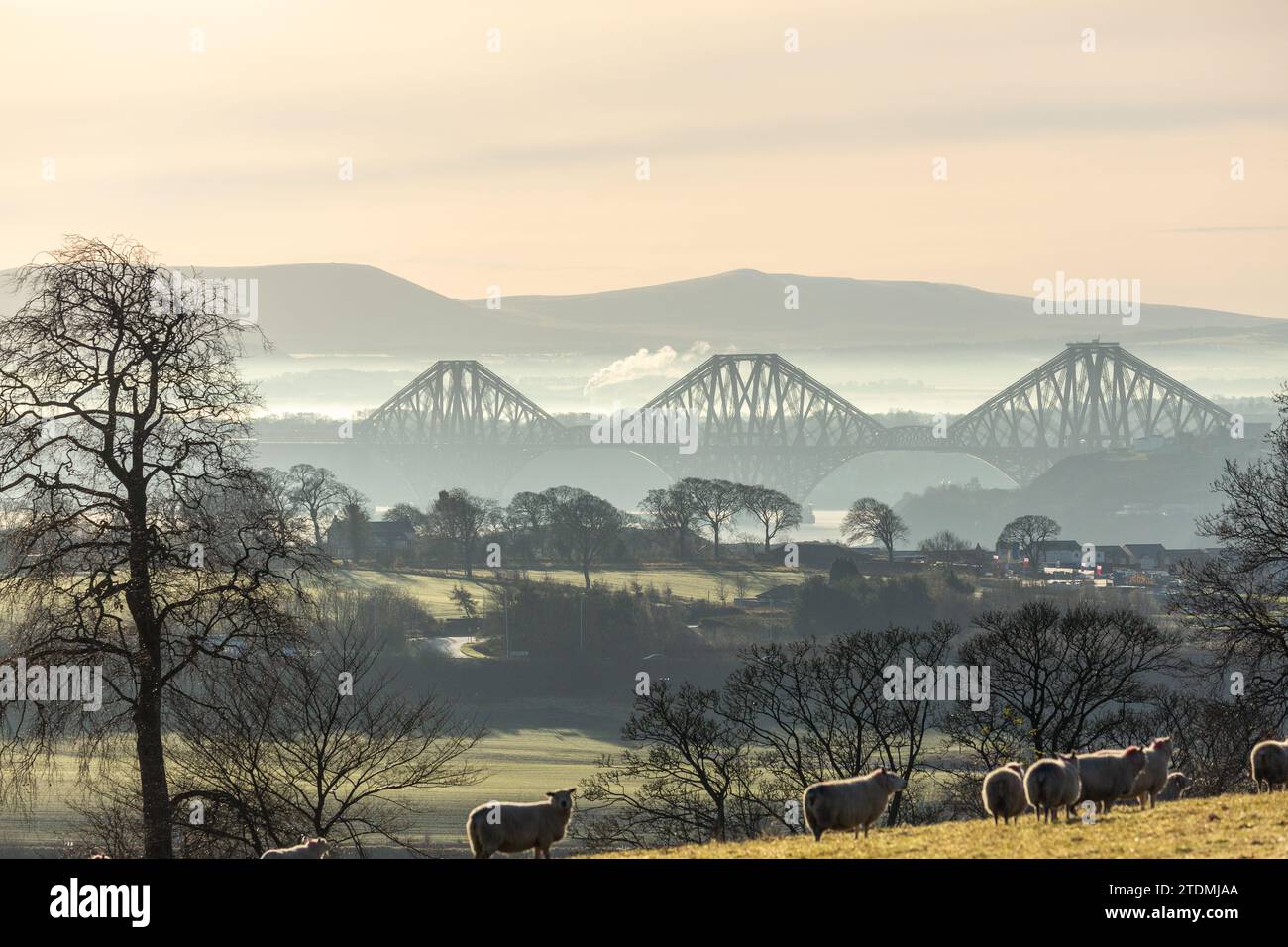 The Forth Rail Bridge seen from near Dunfermline, Fife, Scotland Stock Photo