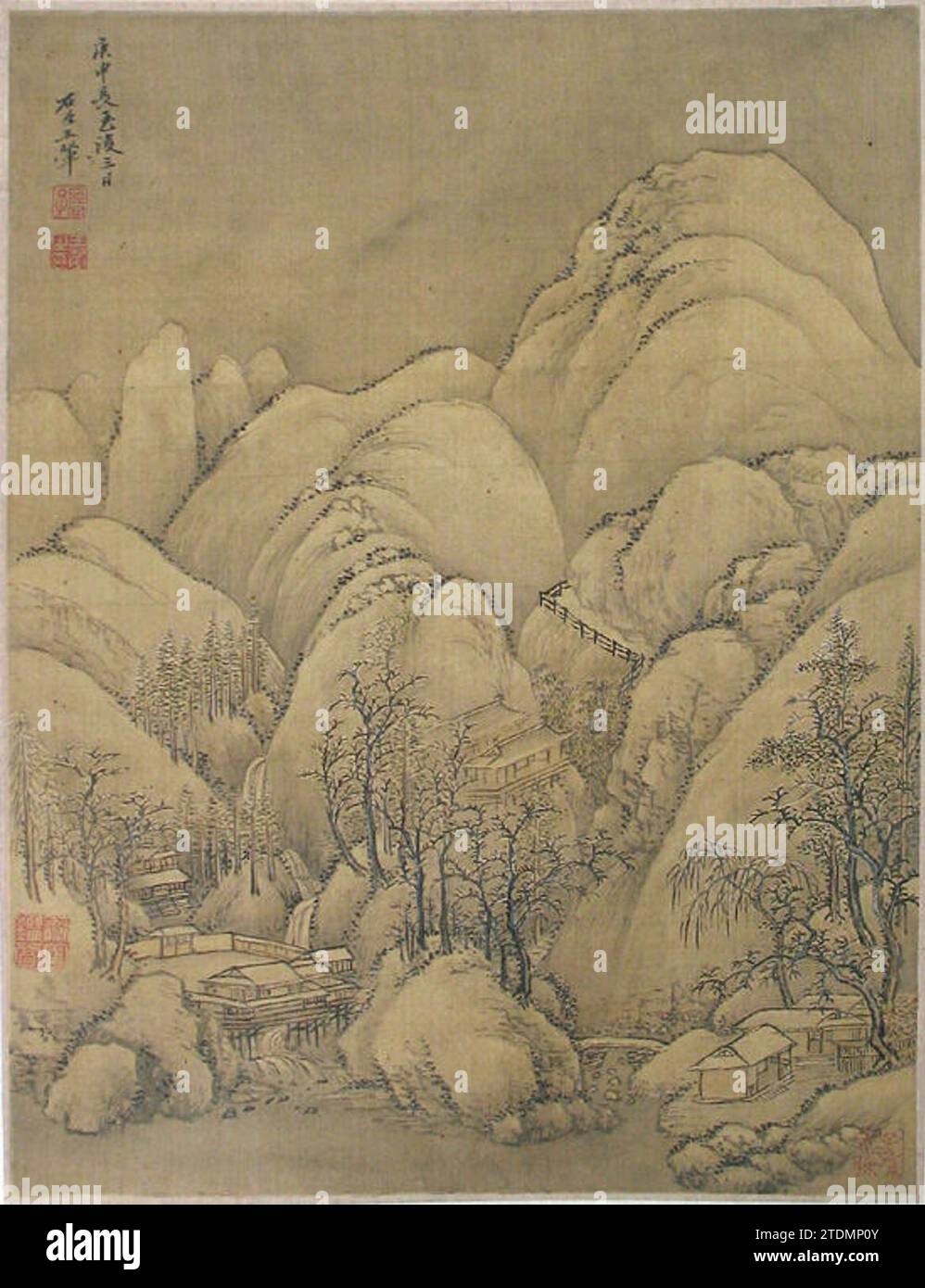 Landscape after Li Cheng 1913 by Wang Hui Stock Photo