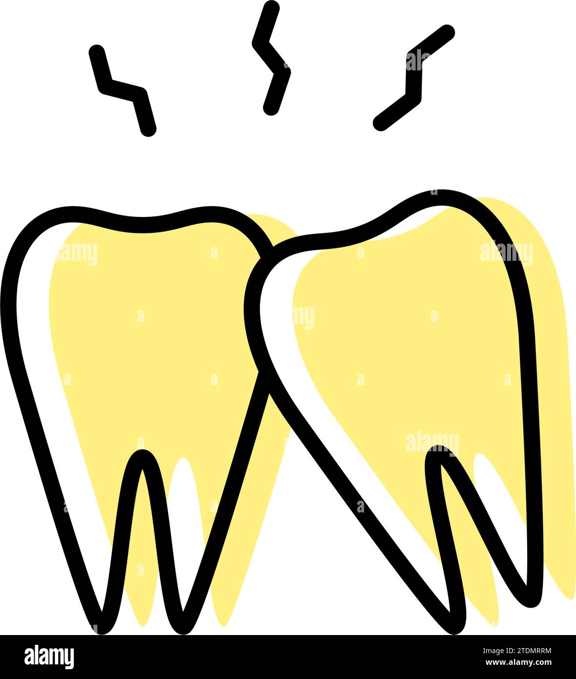 Dental: image icons of toothache and wisdom teeth, simple line drawing ...