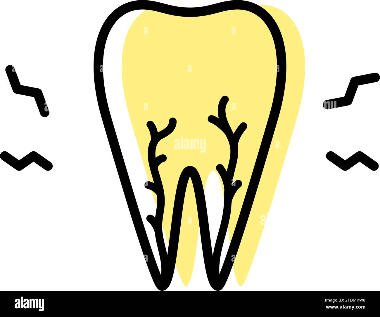 Dental: image icons of toothache and wisdom teeth, simple line drawing ...