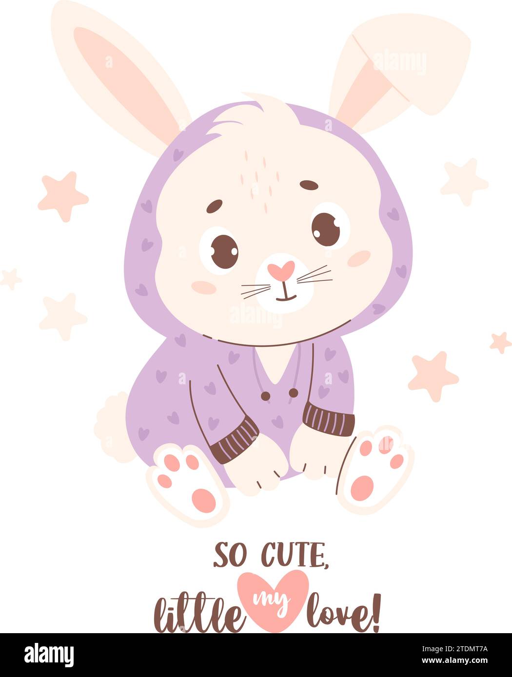 Cute animal bunny character in pajamas. Vector illustration in pastel colors. Kids collection Stock Vector