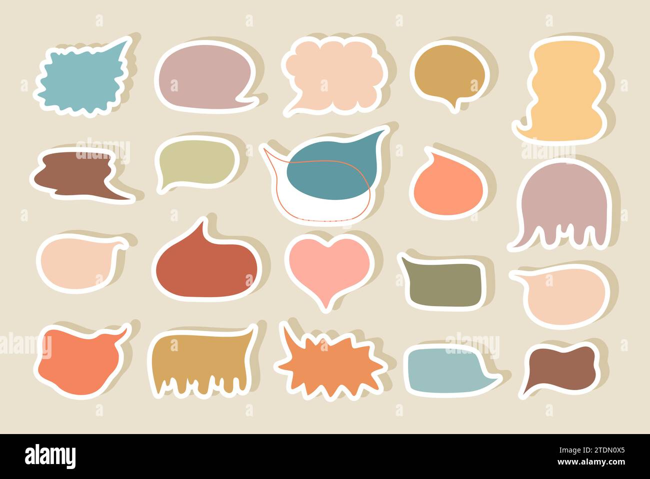 Speech bubble pastel stickers set vector illustration Stock Vector