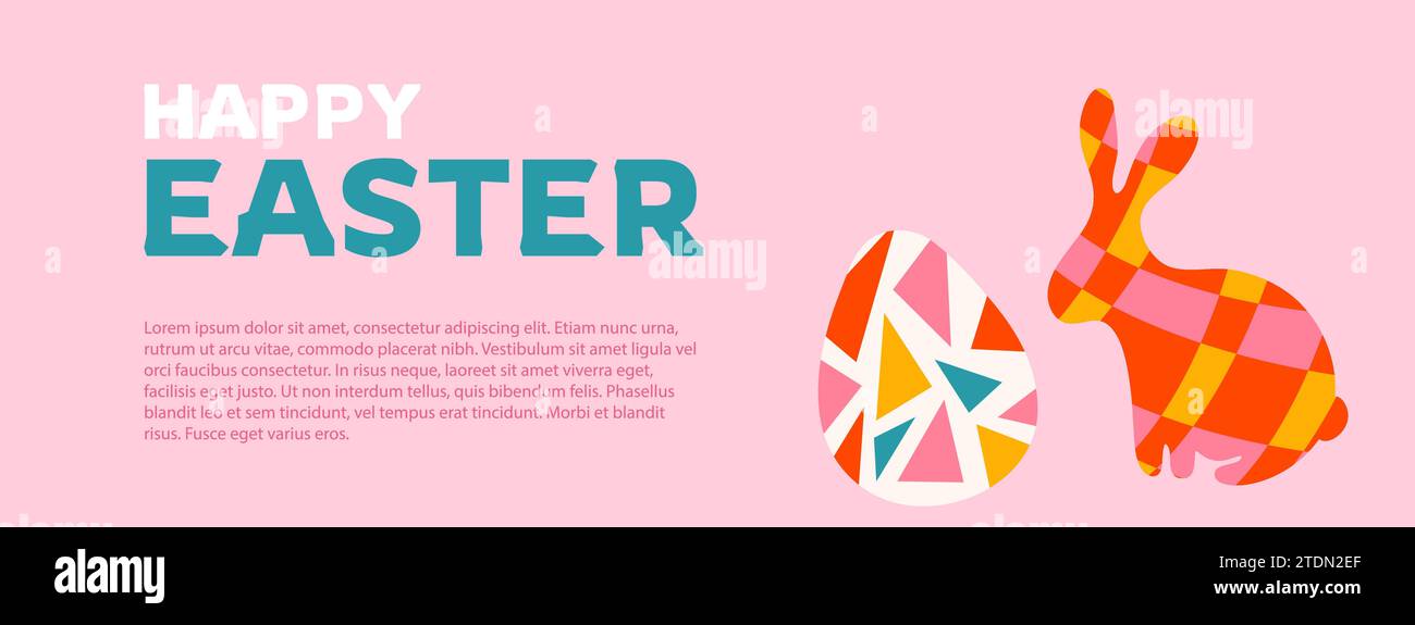 Happy Easter background with bunny and egg vector illustration Stock ...
