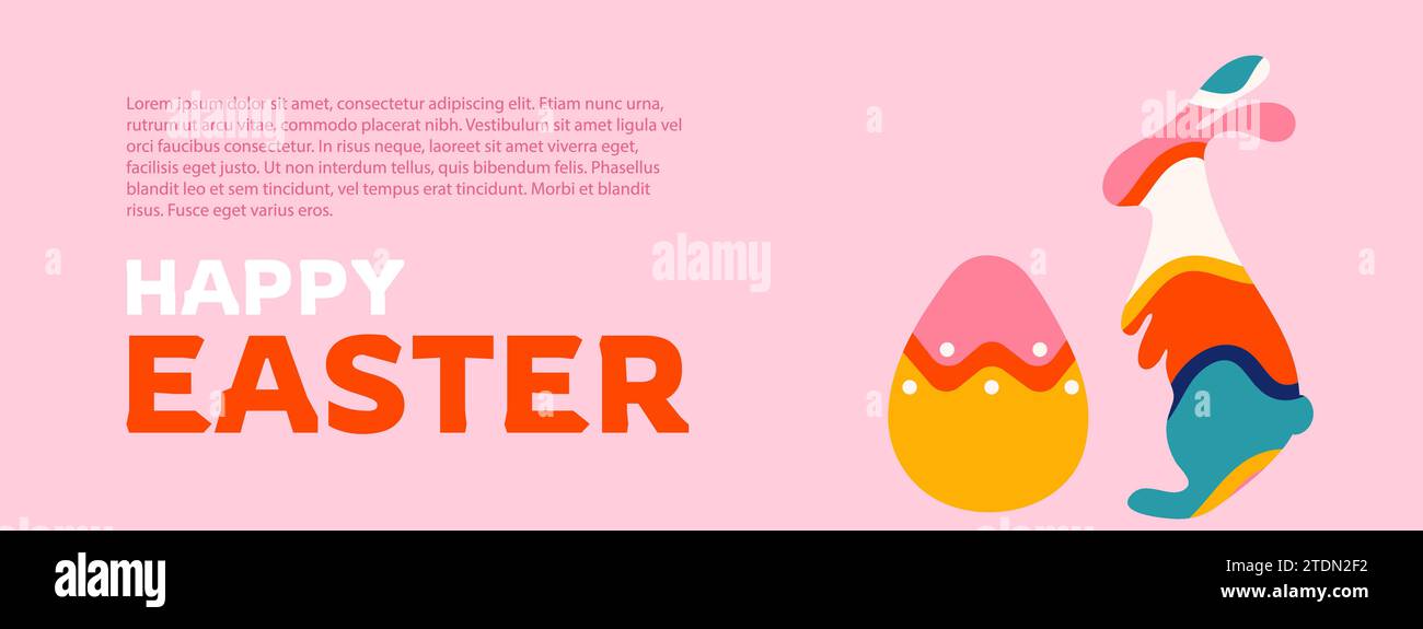 Happy Easter background with bunny and egg vector illustration Stock Vector
