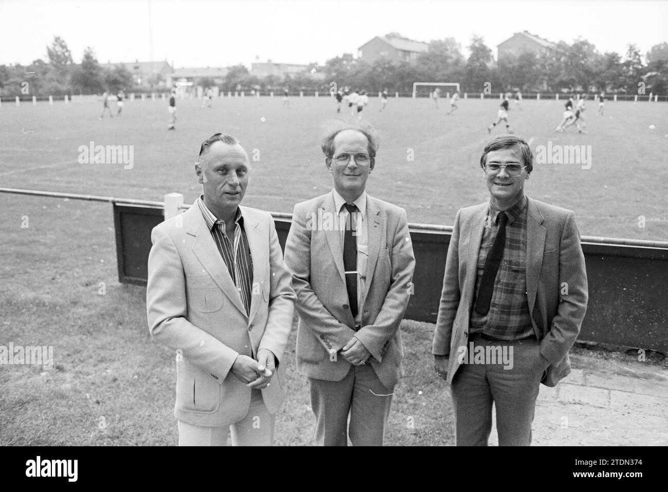 Board of interests association amateurs, mr. Sibrandi, mr. Gregoire and mr. Van Ling, Football people and trainers, 20-08-1981, Whizgle News from the Past, Tailored for the Future. Explore historical narratives, Dutch The Netherlands agency image with a modern perspective, bridging the gap between yesterday's events and tomorrow's insights. A timeless journey shaping the stories that shape our future Stock Photo