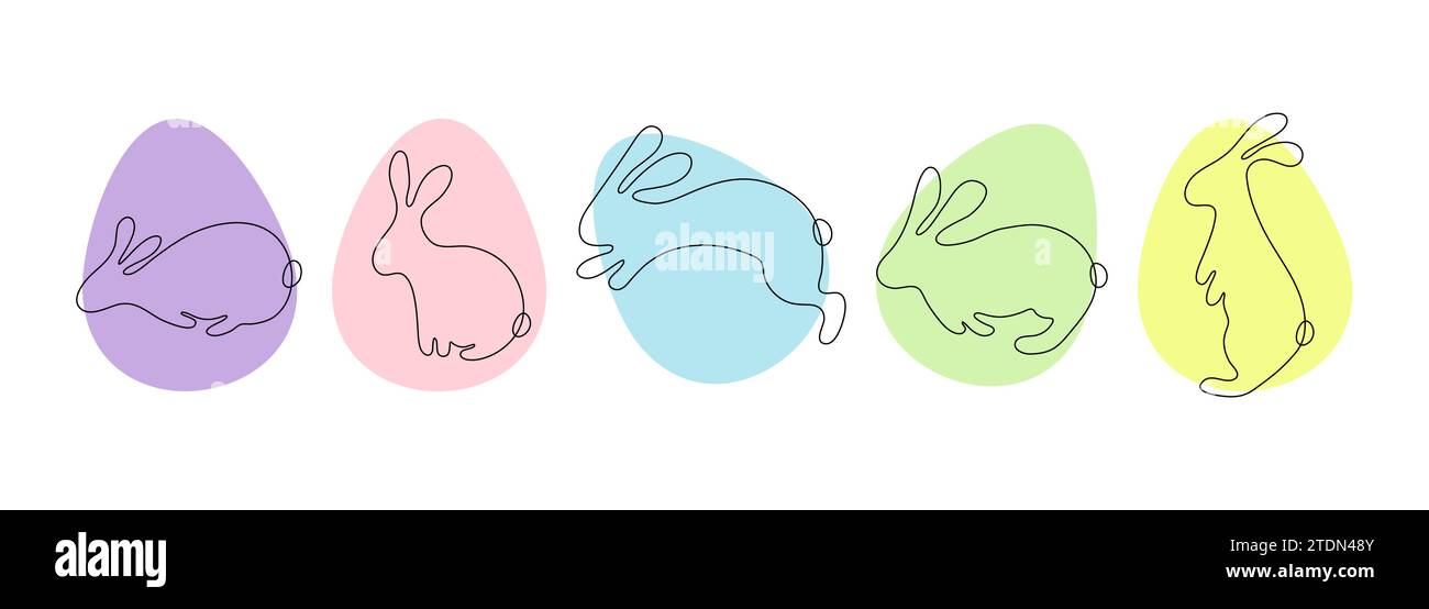 Set of Easter bunny rabbits eggs vector illustration Stock Vector