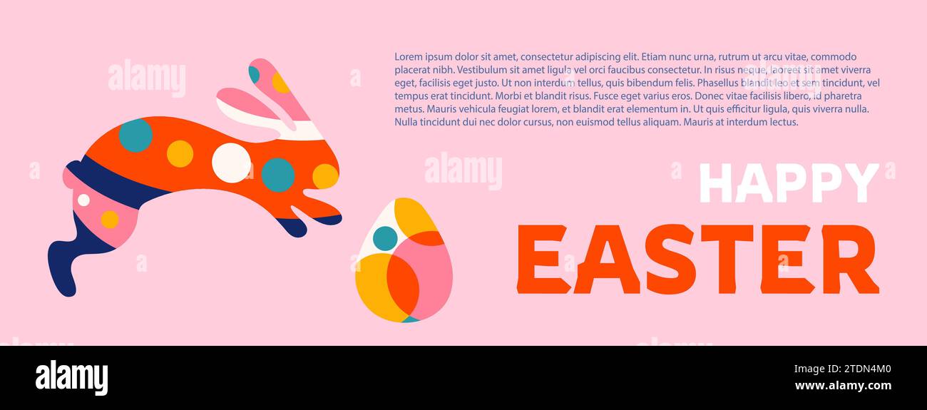 Happy Easter background with bunny and egg vector illustration Stock ...