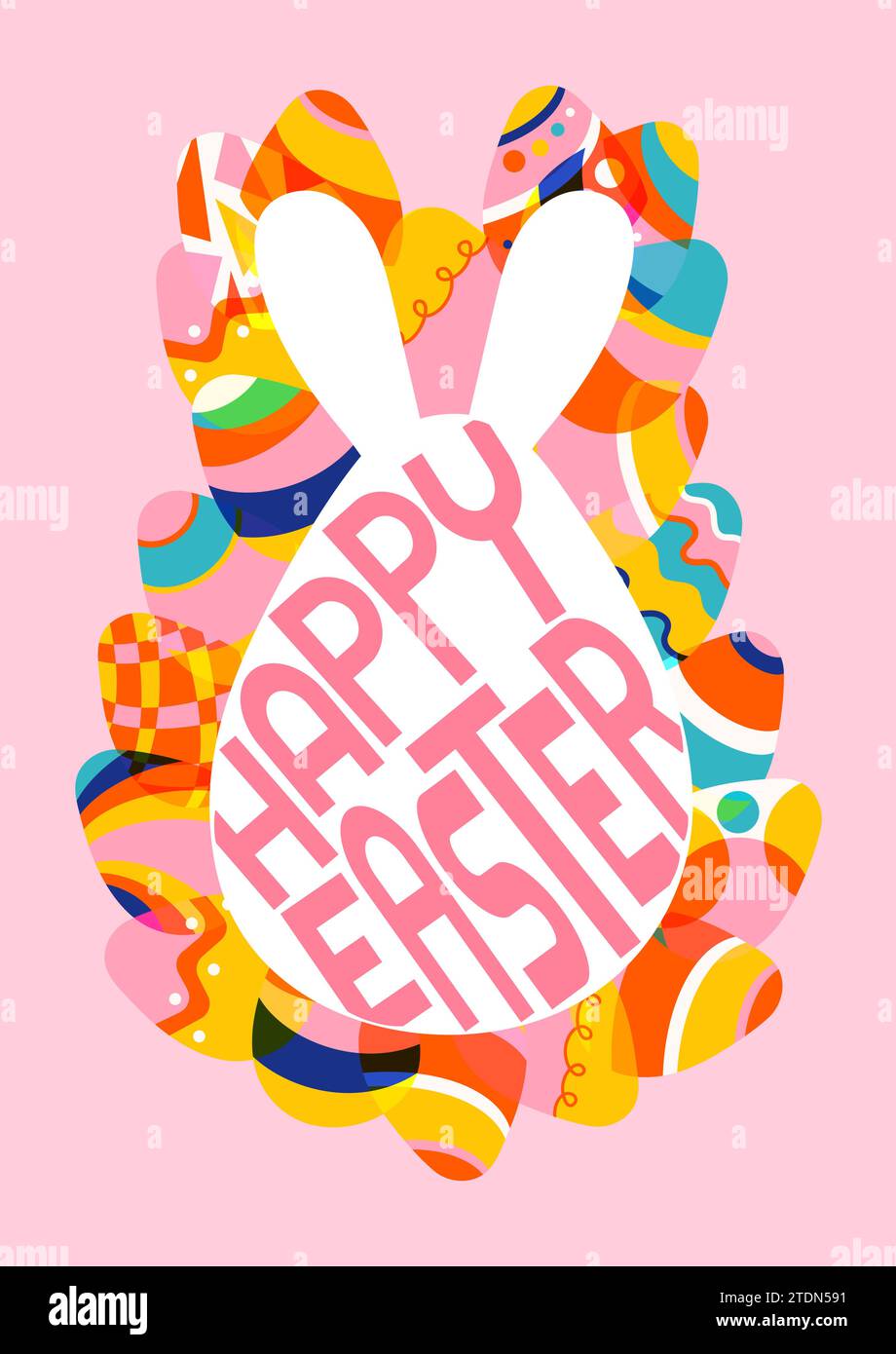 Happy Easter greeting card with eggs vector illustration  Stock Vector