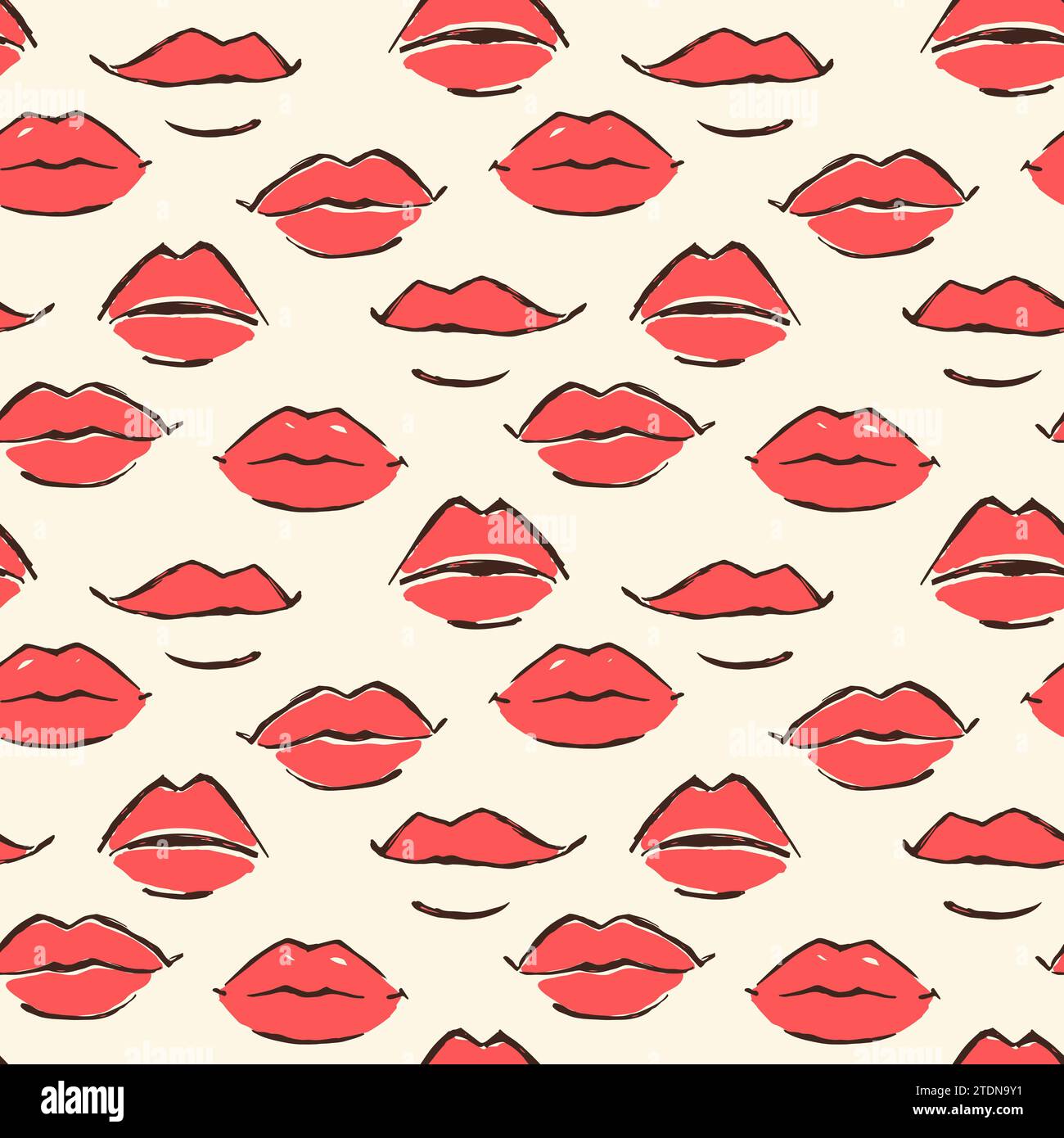 Seamless red leaps pattern hand painted with ink brush on white background. Vector illustration Stock Vector