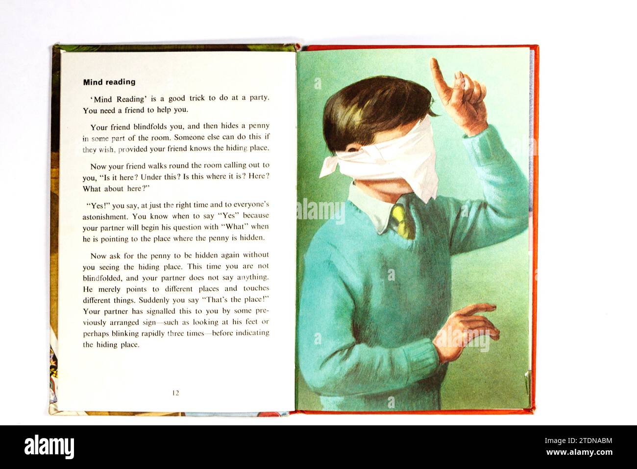 illustration of boy in blindfold vintage 1960s ladybird book tricks and