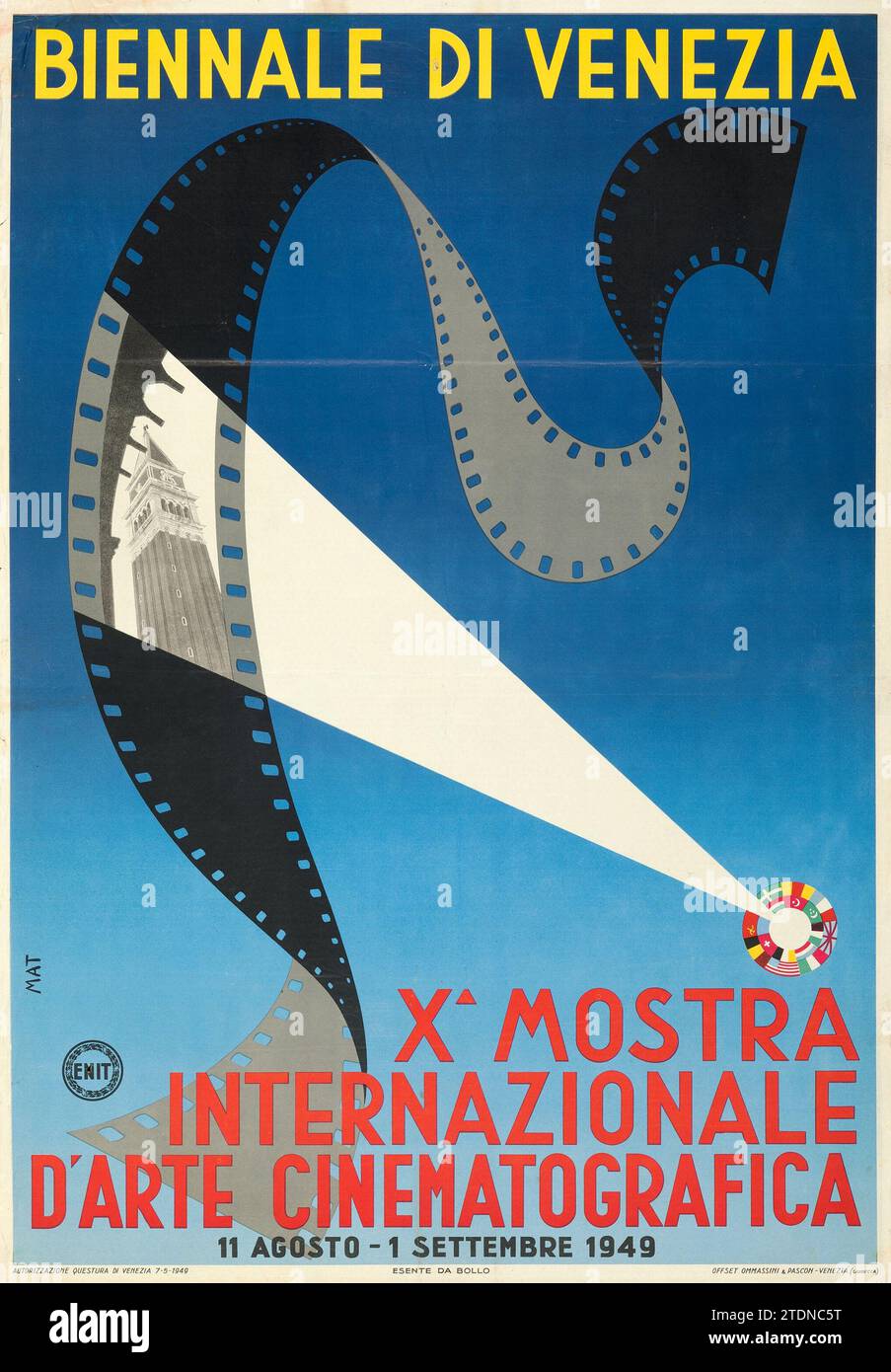Film festival - Venice Biennale (ENIT, 1949) Italian Exhibition Poster - Cinematografica - Biennale di Venezia Stock Photo