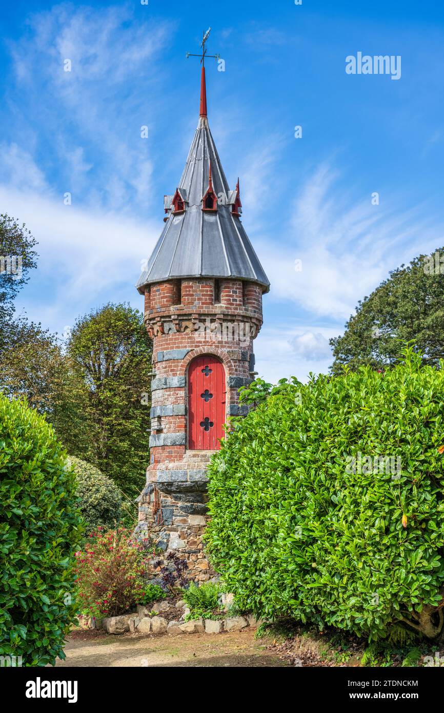 Le Colombier, an elaborate dovecote at La Seigneurie Gardens, Sark, Bailiwick of Guernsey, Channel Islands Stock Photo