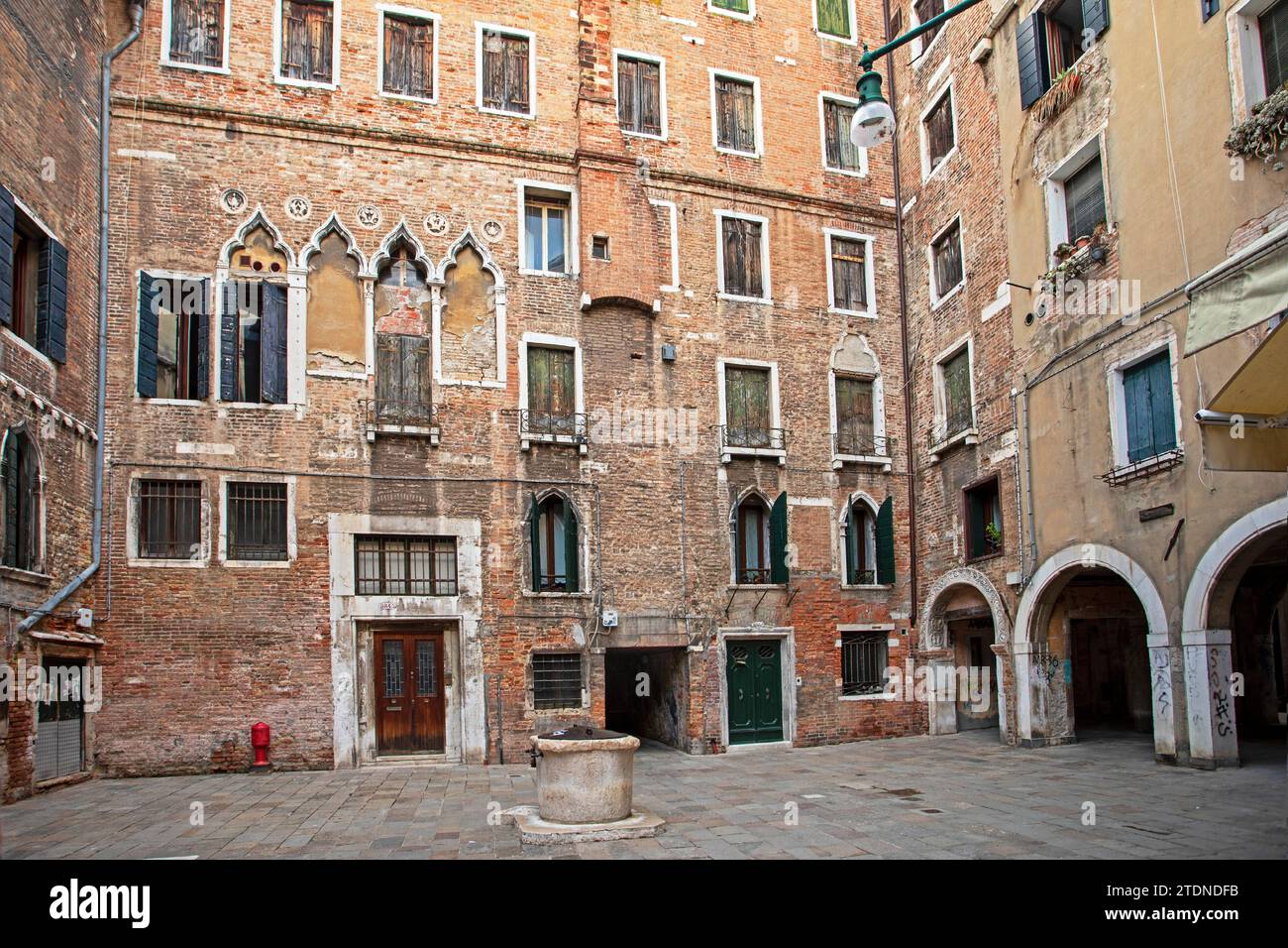Evening streets of Venice in everyday life. vacation and travel Stock Photo