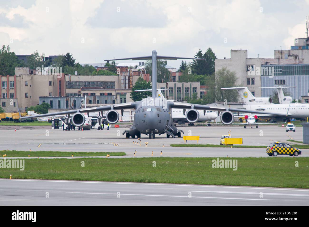 Royal Canadian Armed Forces Boeing CC-177 face-to-face while parked at Lviv Airport Stock Photo