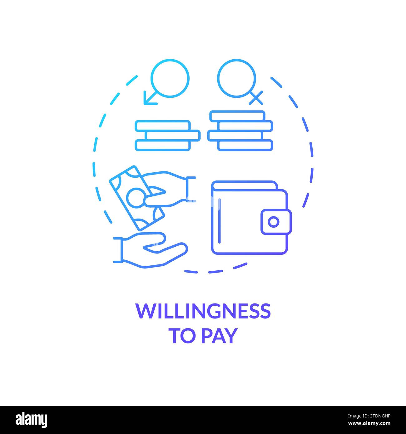 Thin line simple gradient willingness to pay icon concept stock vector