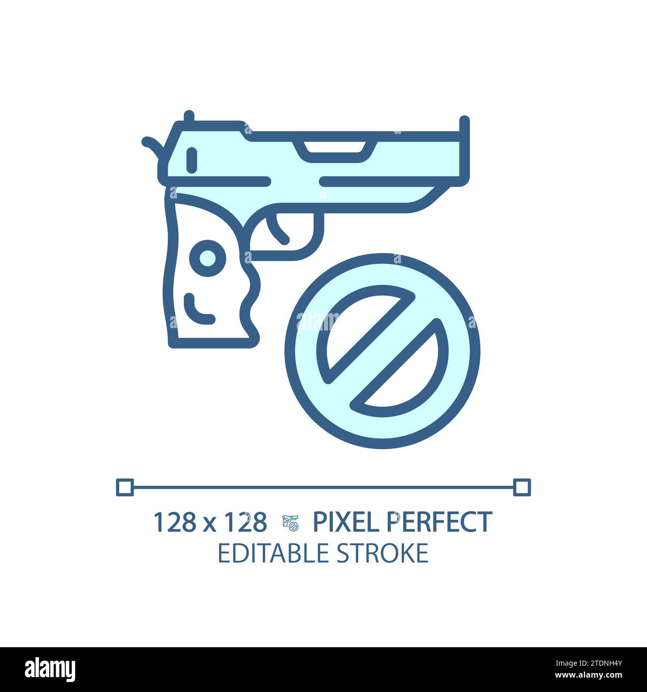 2D thin linear pixel perfect simple blue gun control icon Stock Vector