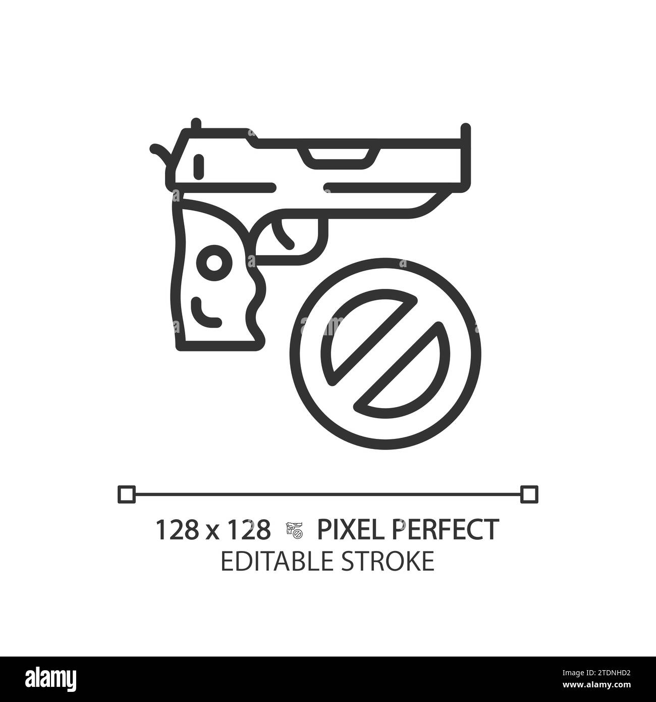 2D thin line pixel perfect simple black gun control icon Stock Vector ...