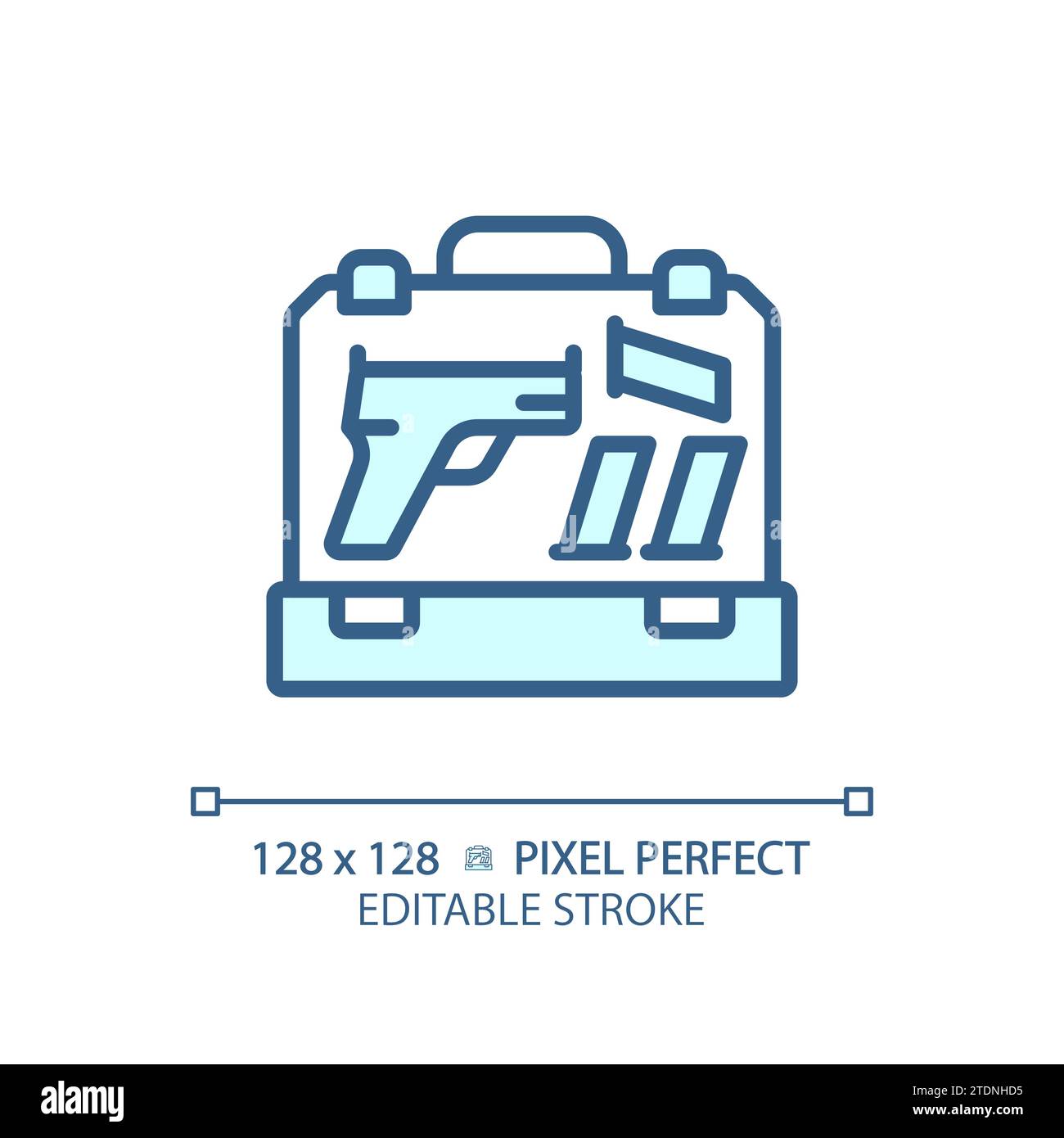 2D thin linear pixel perfect simple blue gun case icon Stock Vector ...