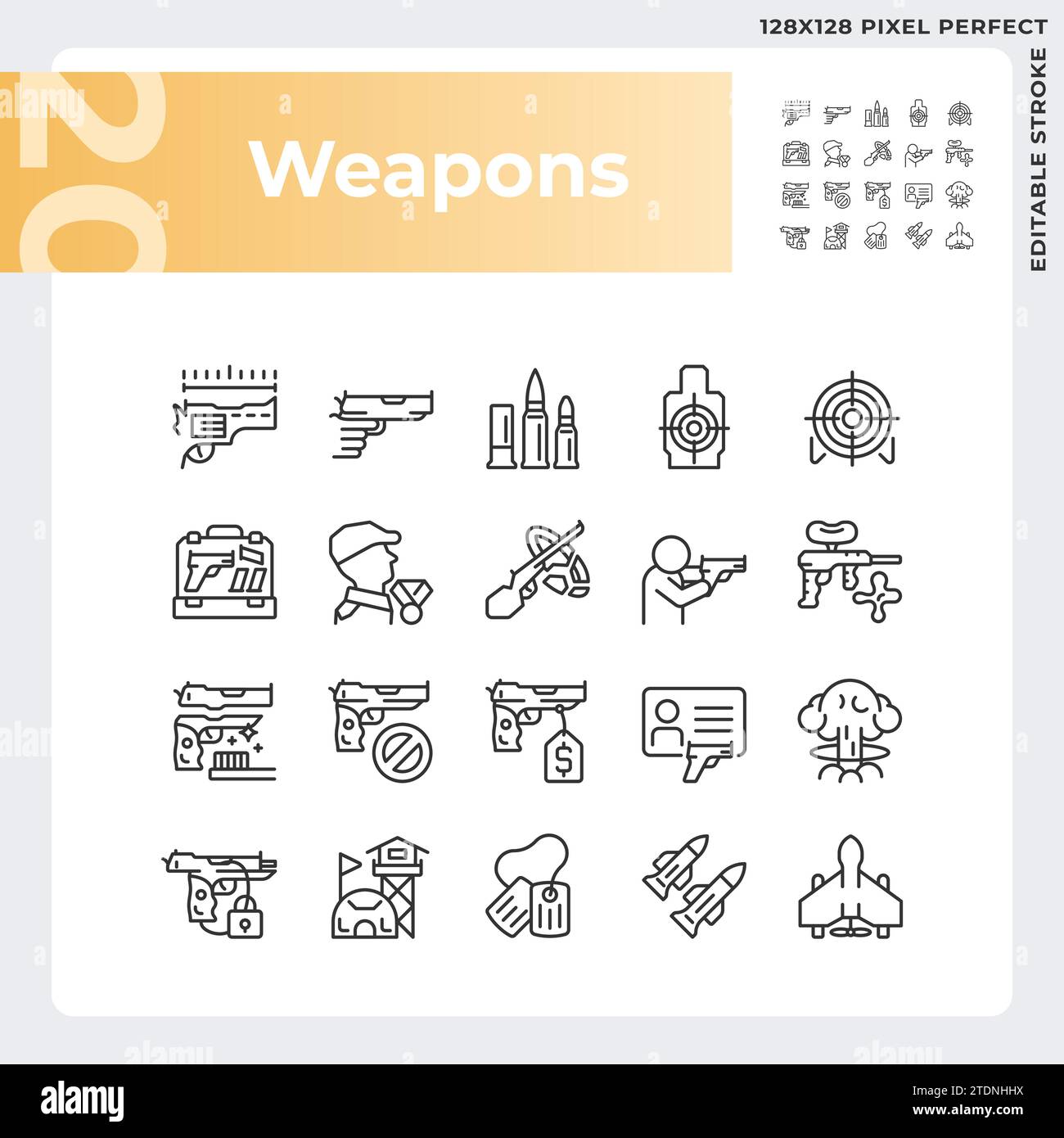 2D customizable pixel perfect black weapons icons Stock Vector Image ...
