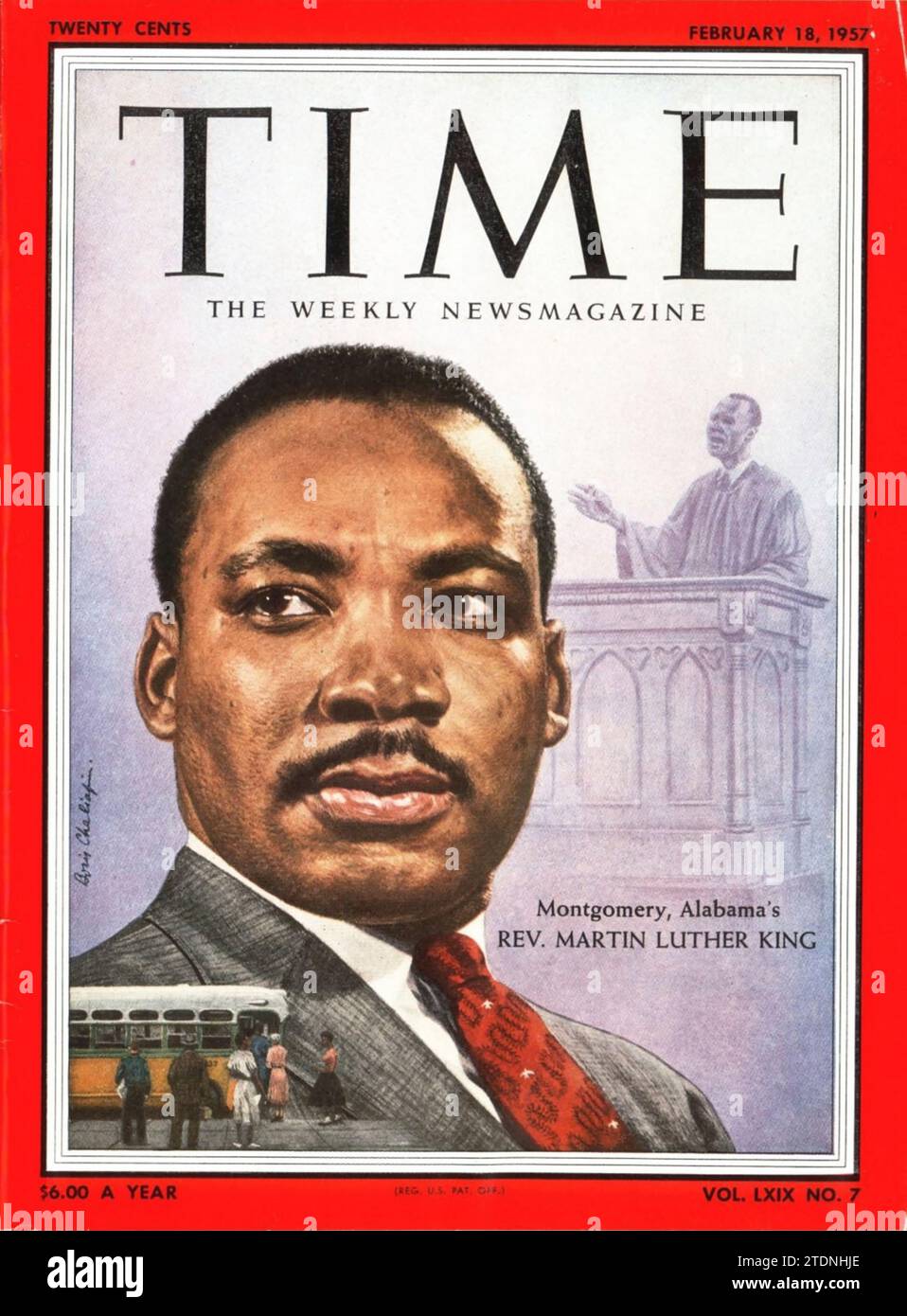 Montgomery, Alabama's Rev. Martin Lauther King Time Magazine Cover February 18, 1957 Stock Photo