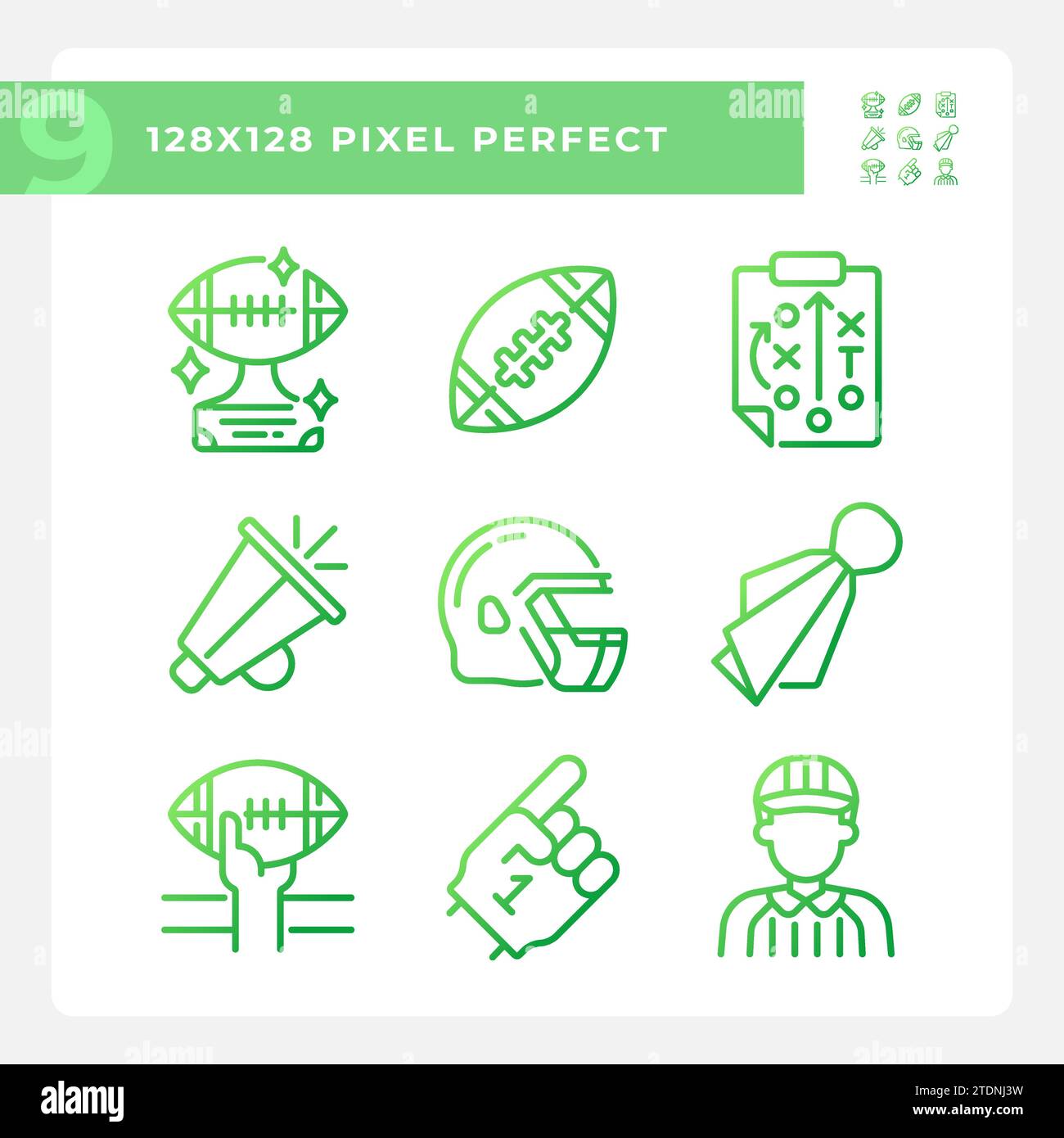 American football match gradient linear vector icons set Stock Vector