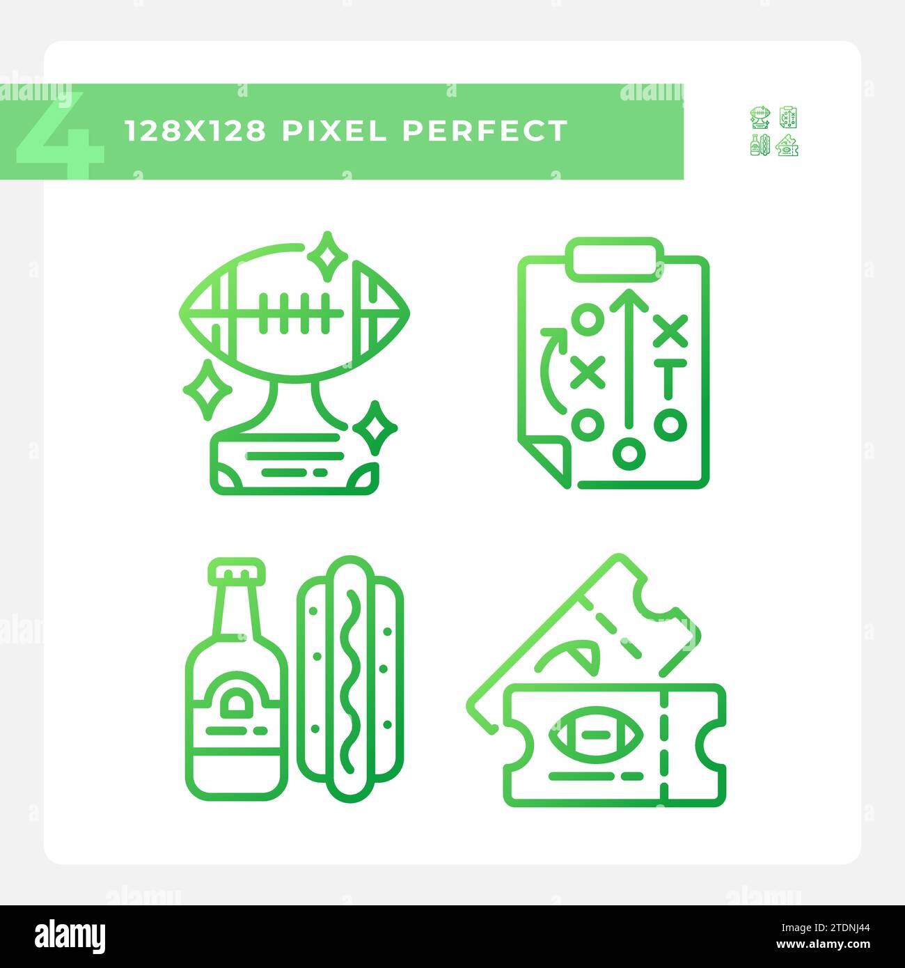 Football celebration gradient linear vector icons set Stock Vector