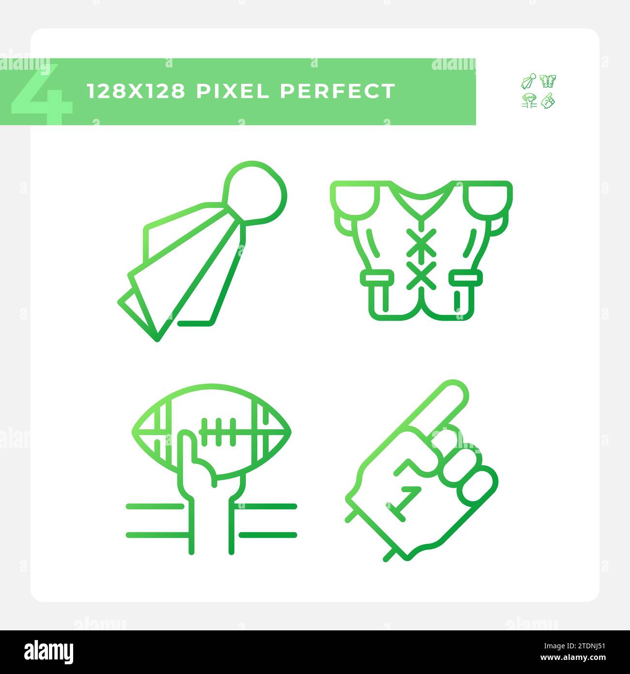 Football game elements gradient linear vector icons set Stock Vector