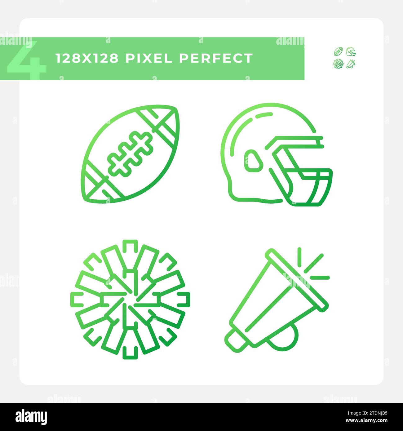 Football equipment gradient linear vector icons set Stock Vector