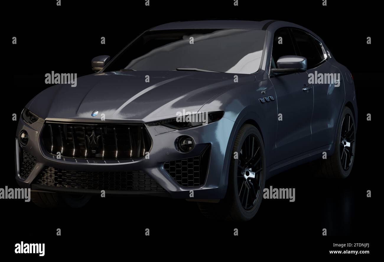 Maserati Levante Hybrid on a black background Stock Photo