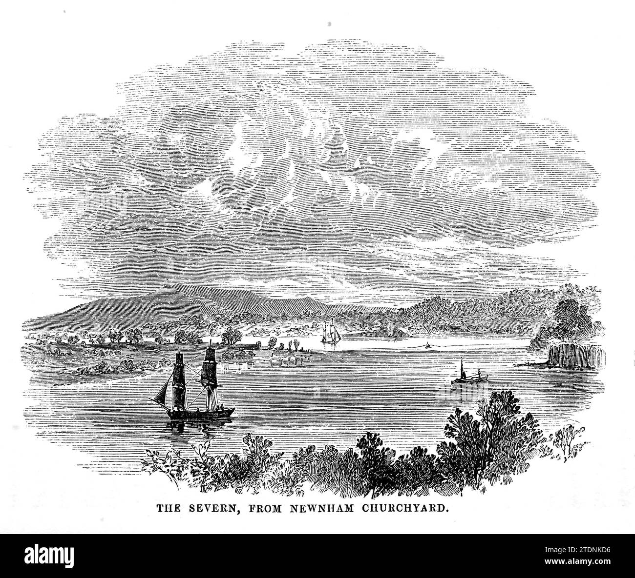 The Severn, from Newnham Churchyard from the book The Severn valley: a series of sketches, descriptive and pictorial, of the course of the Severn: containing notices of its topographical, industrial, and geological features; with glances at its historical and legendary associations by Randall, John, 1810-1910 Publication date 1862 Publisher J. S. Virtue Stock Photo