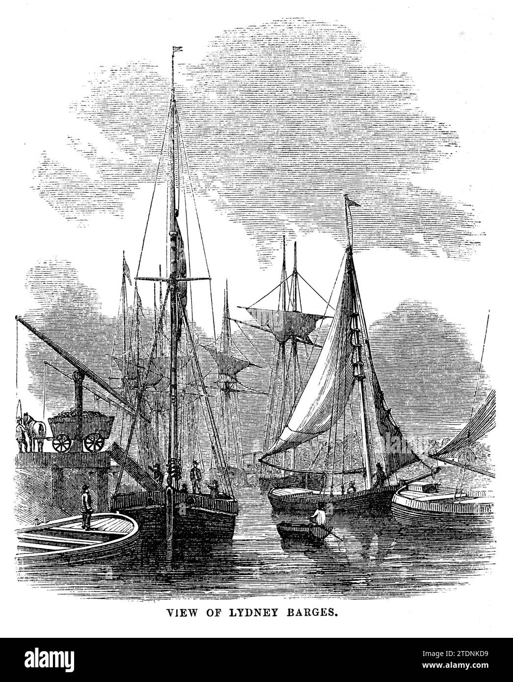 View of Lydney Barges from the book The Severn valley: a series of sketches, descriptive and pictorial, of the course of the Severn: containing notices of its topographical, industrial, and geological features; with glances at its historical and legendary associations by Randall, John, 1810-1910 Publication date 1862 Publisher J. S. Virtue Stock Photo