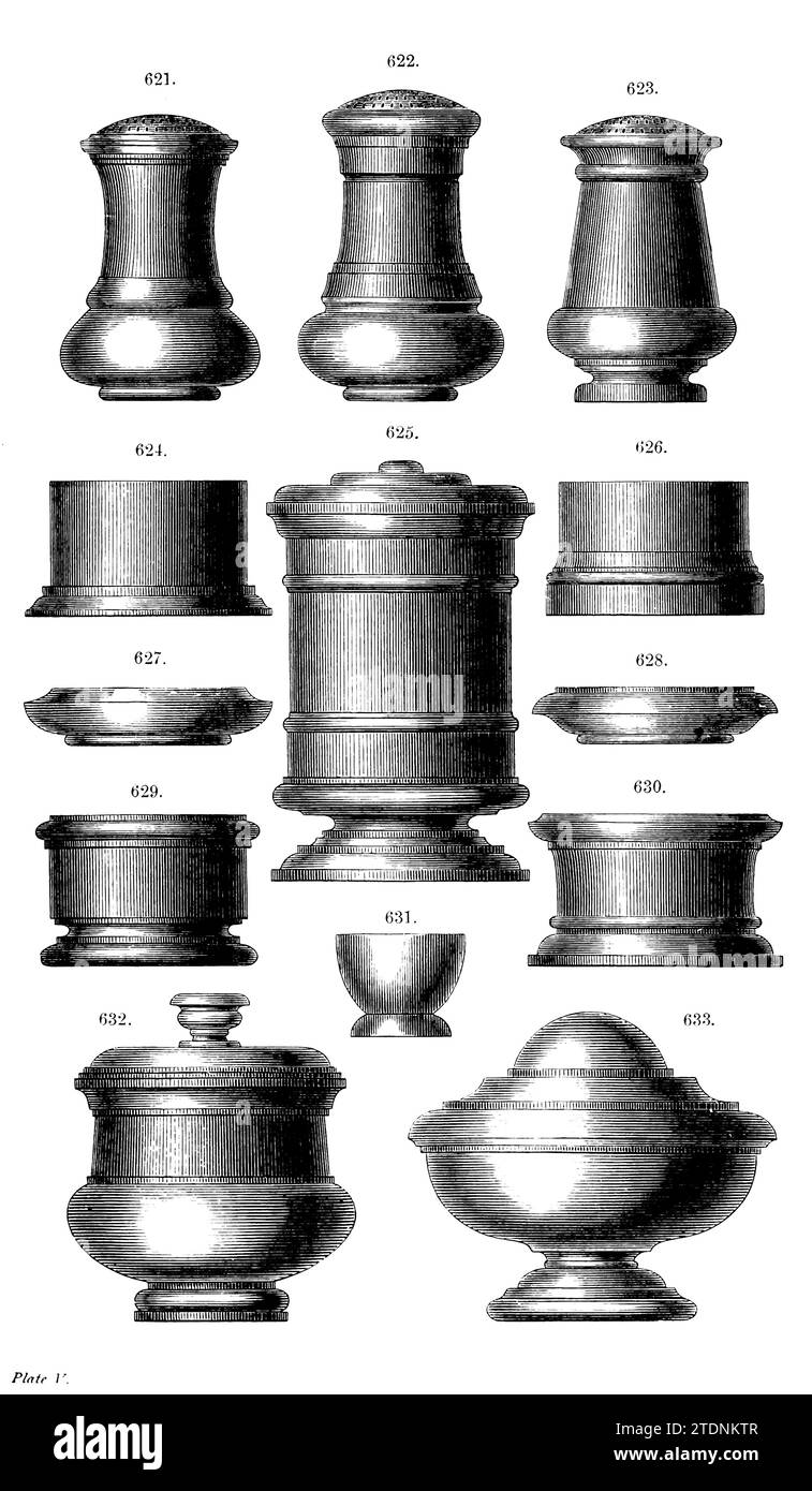 SIFTERS, STRING BOXES, ETC. from the book Turning and mechanical manipulation intended as a work of general reference and practical instruction on the lathe, and the various mechanical pursuits followed by amateurs Volume 4 by Charles Holtzapffel (1806–1847) published 1850 by The Holtzapffel Company of tool and lathe makers Stock Photo