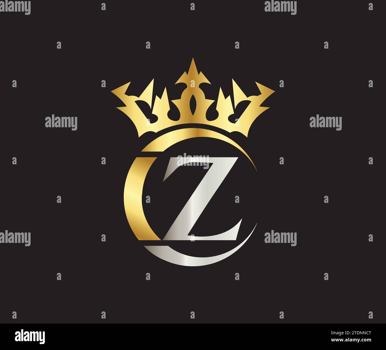 Z letter Crown luxury kingdom sign with Golden Color Company Logo ...