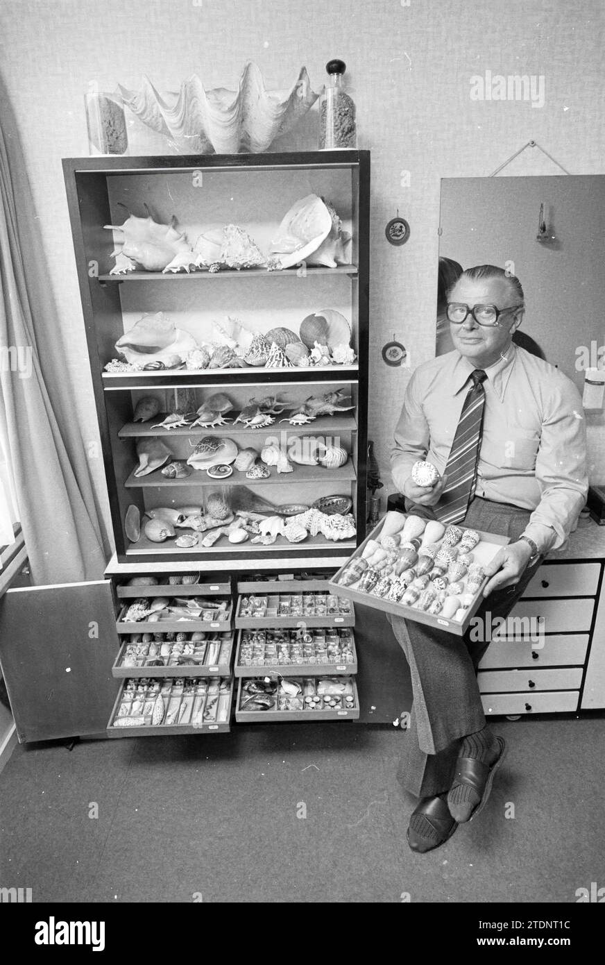 Man with shell collection, 00-00-1978, Whizgle News from the Past, Tailored for the Future. Explore historical narratives, Dutch The Netherlands agency image with a modern perspective, bridging the gap between yesterday's events and tomorrow's insights. A timeless journey shaping the stories that shape our future Stock Photo