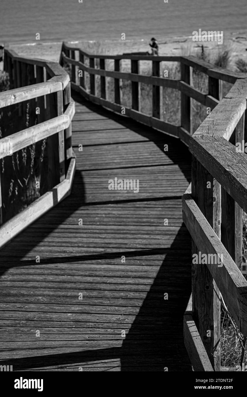 The new wood pathway built in Punta marina and Marina di Ravenna Stock Photo