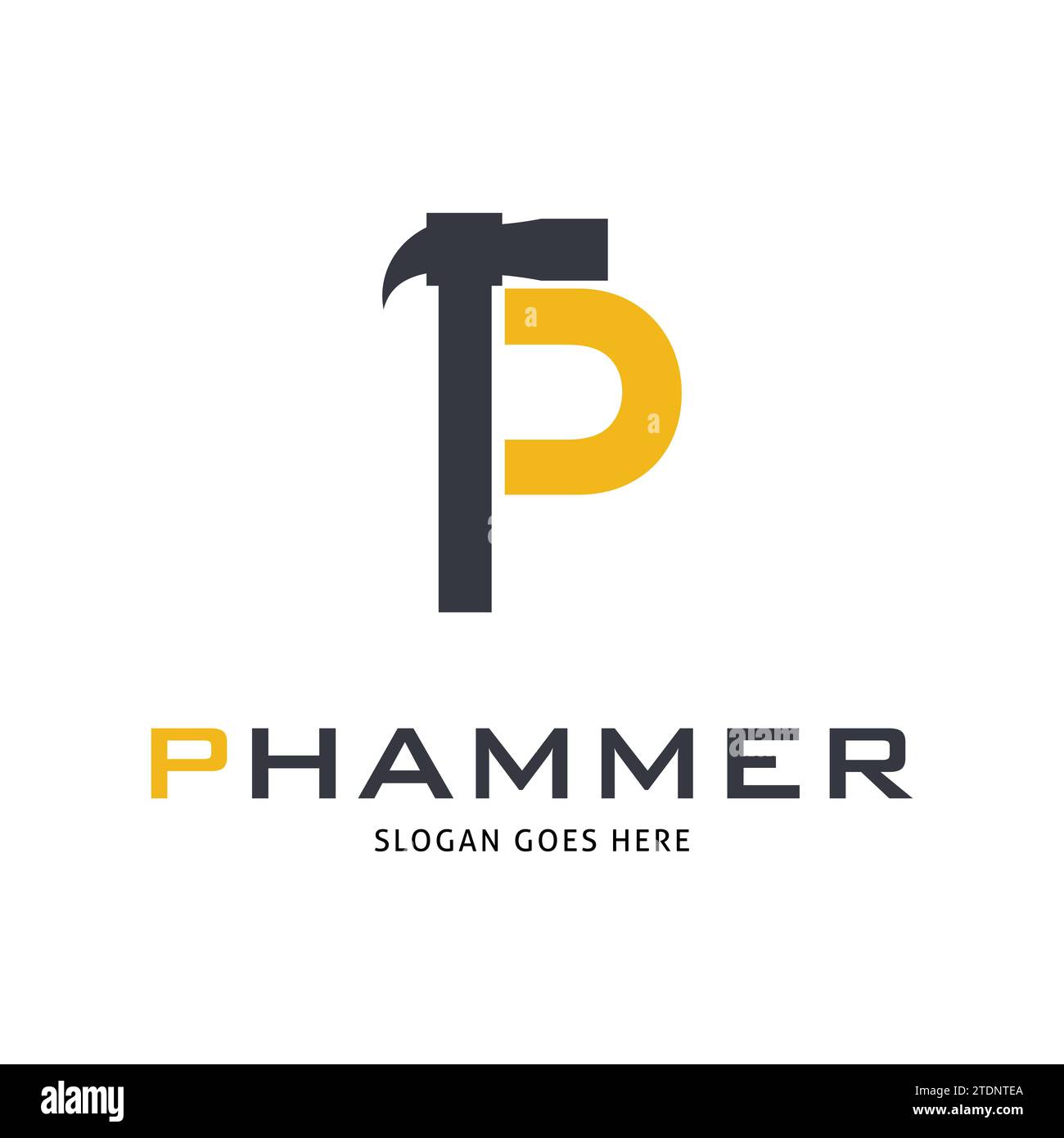 Initial Letter P Hammer Service Icon Vector Logo Template Illustration Design Stock Vector