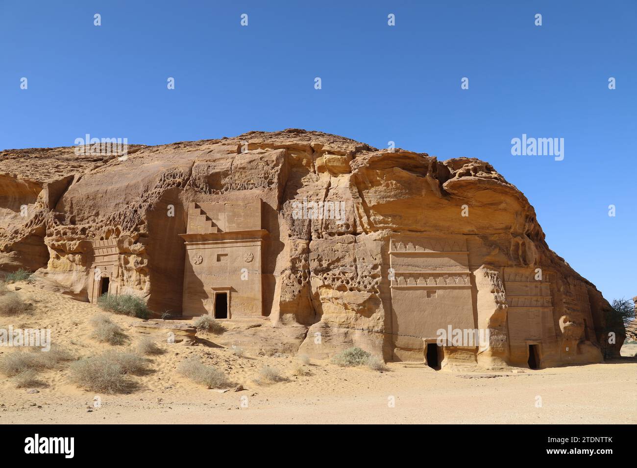 Nabatean tombs at Hegra in Saudi Arabia Stock Photo