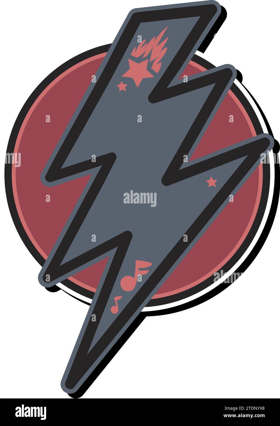Colored logo emblem of Electric Lightning Discharge. Badge template for slogan and name brand against of round backdrop. Modern vector isolated on whi Stock Vector